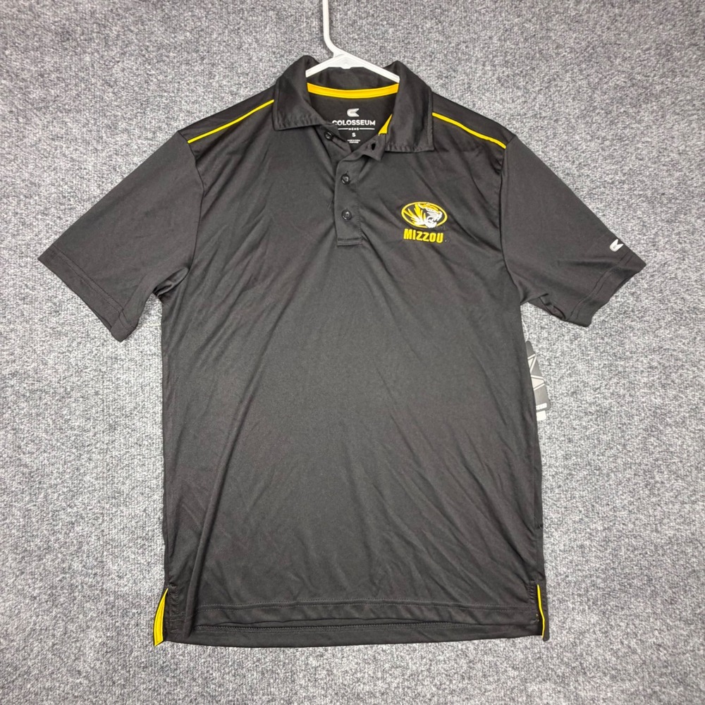 Colosseum Missouri Tigers Mizzou Mens Small Black Polo Shirt Golf NCAA DKPS10140